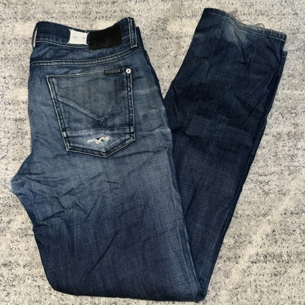 Hudson denim blue jeans men’s pants distressed Blake style Slim Straight Leg 33​ - Picture 4 of 12